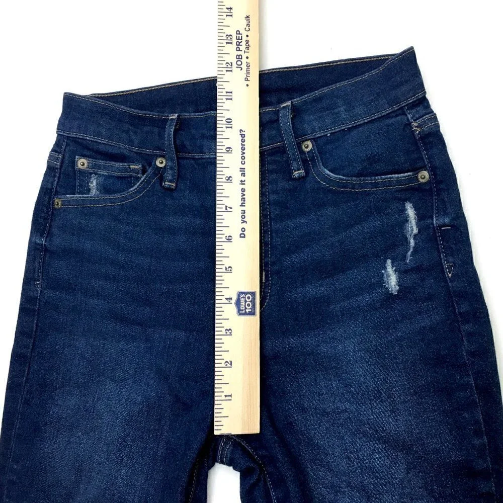 Gap Jeans Women's True Skinny High Rise Dark Wash Distressed size 0 length 27